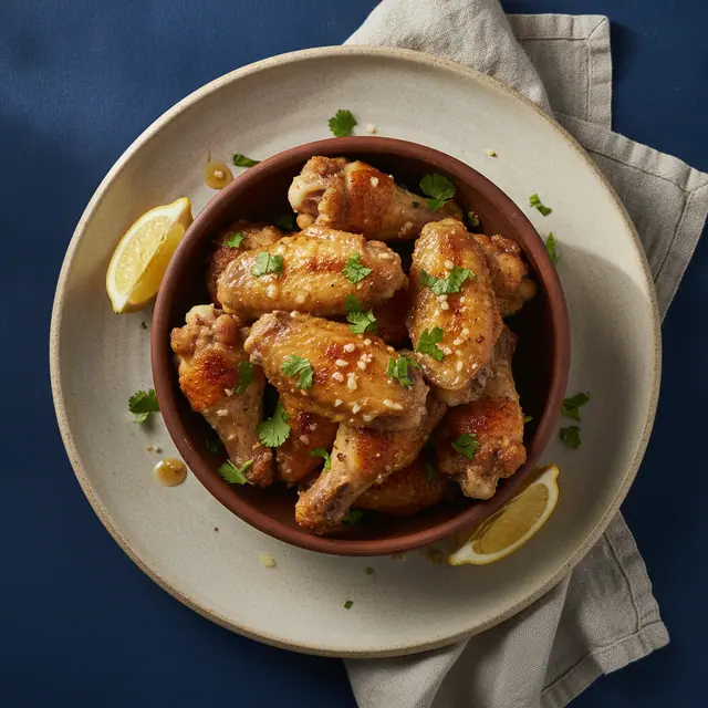 Alitas crocantes de mantequilla, ajo y limón