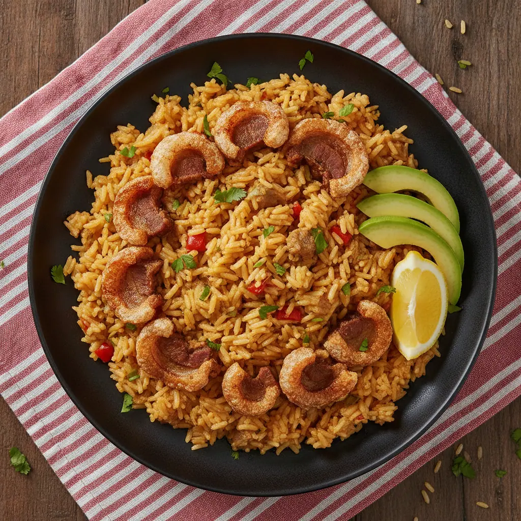 Arroz con chicharroncito costeño