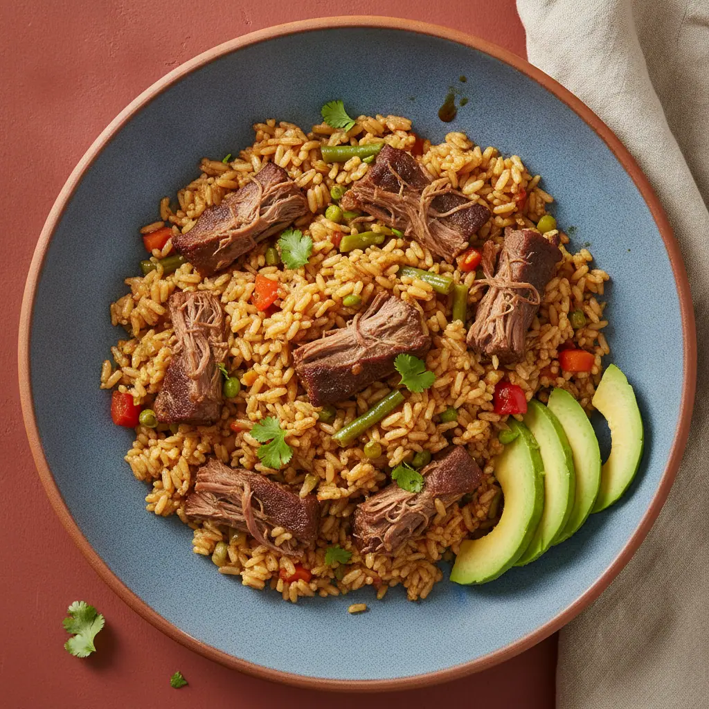 Arroz con costilla de res costeño