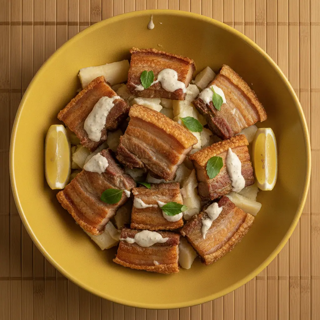 Chicharrón carnudo al horno, sin caldero