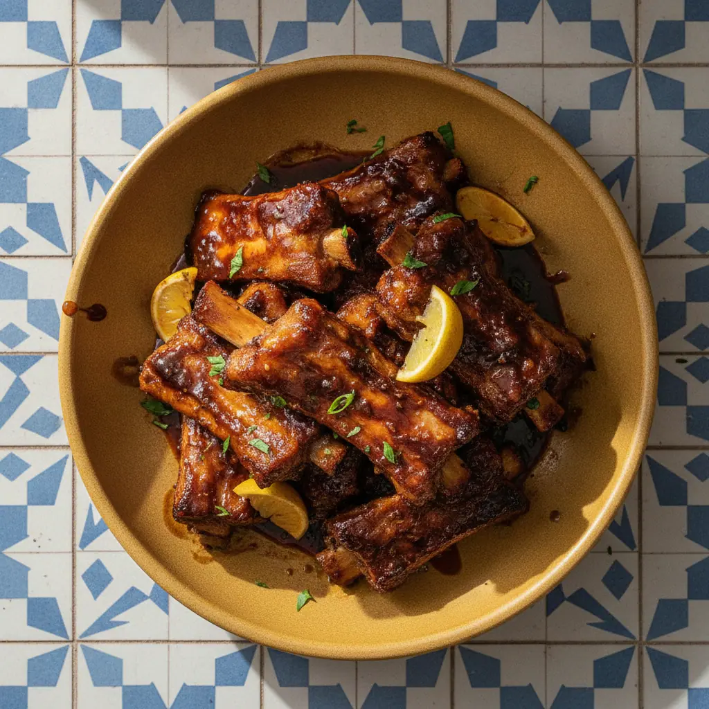 Costillitas de cerdo caramelizadas en panela y limón