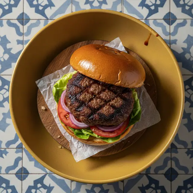 Hamburguesa carnicera a la parrilla