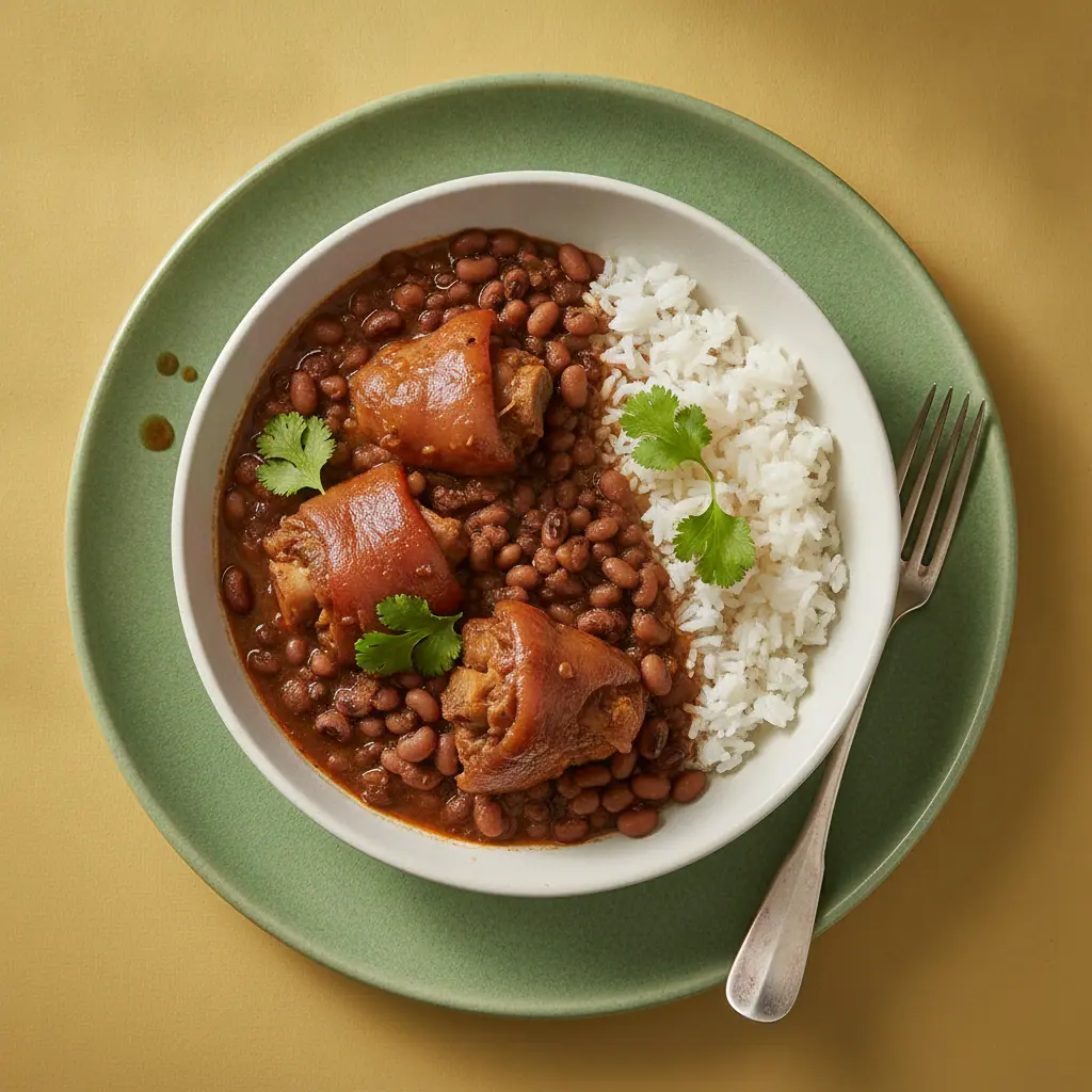 Patica de cerdo con frijoles
