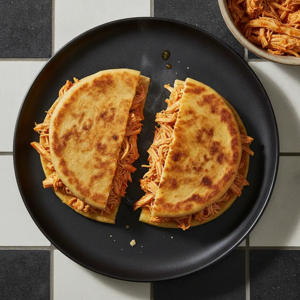 Pechuga desmechada para arepas