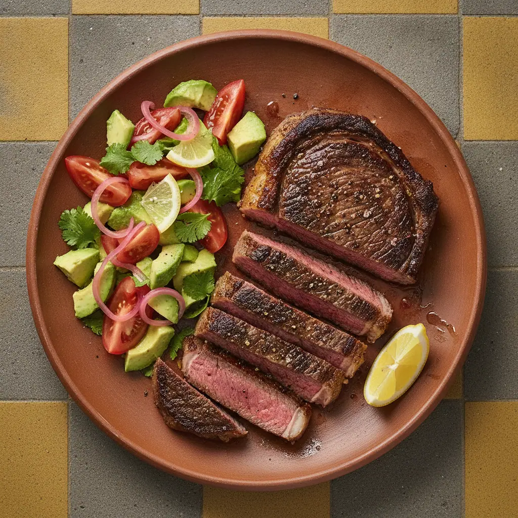 Ribeye angus a la plancha de hierro con sal gruesa