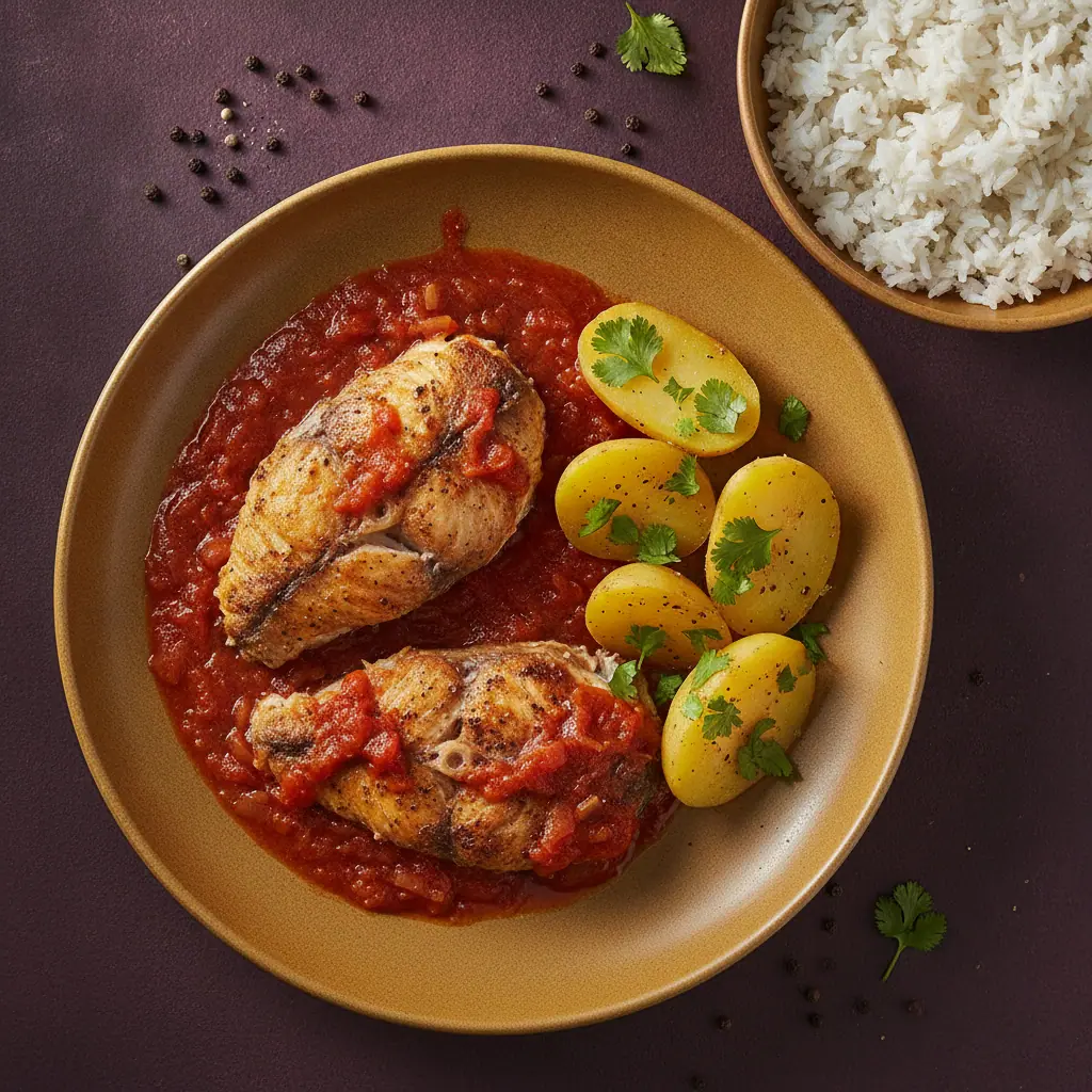 Sierra sudada criolla en salsa de tomate y cebolla