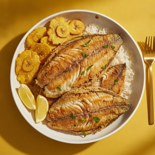 Tilapia frita con patacón