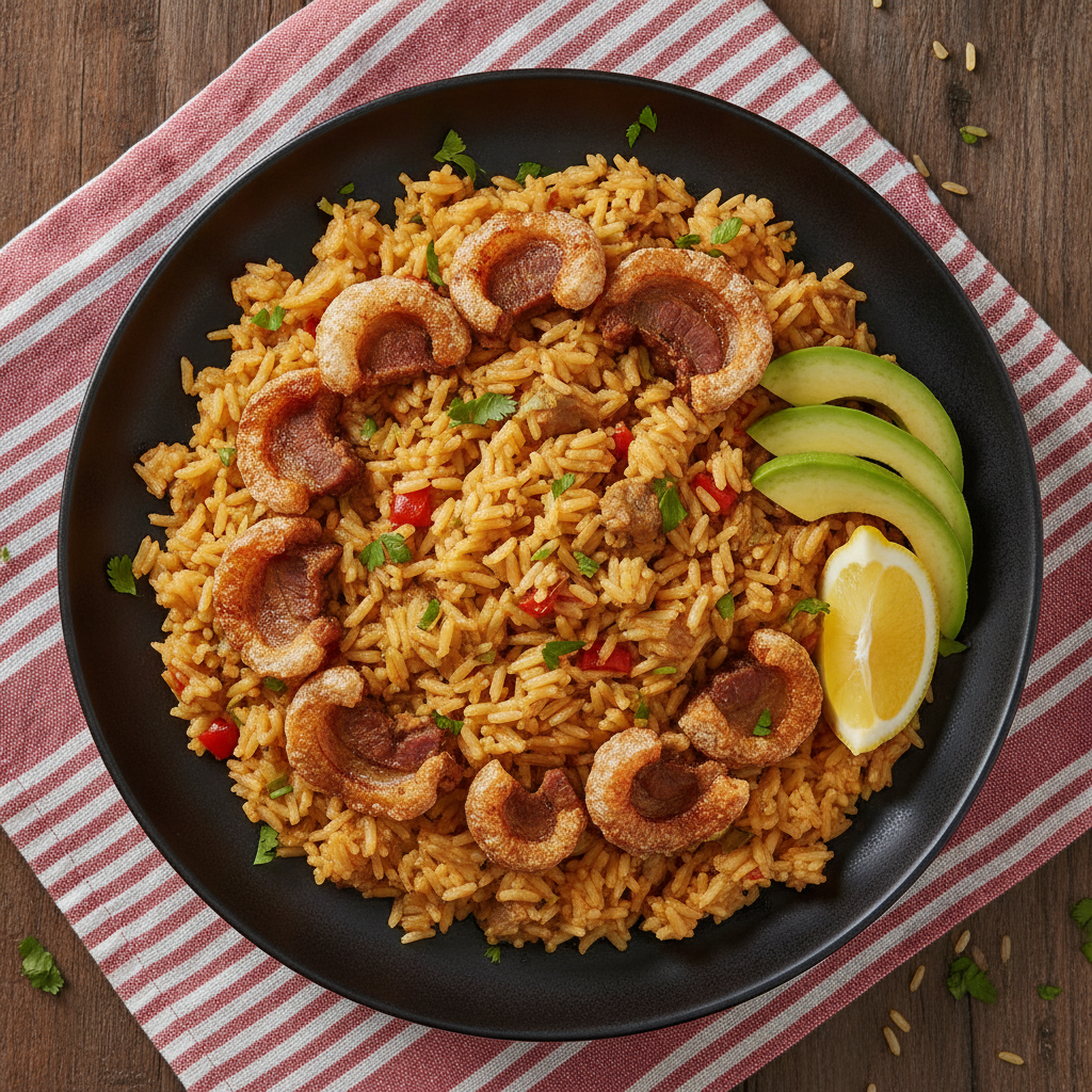 Arroz con chicharroncito costeño